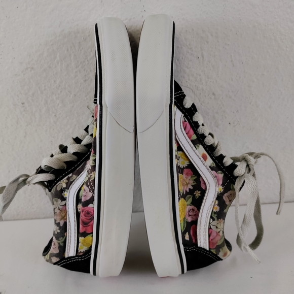 VANS Off The Wall Old Skool Black Suede Floral Skate Sneakers Women Size 5 - Picture 6 of 12